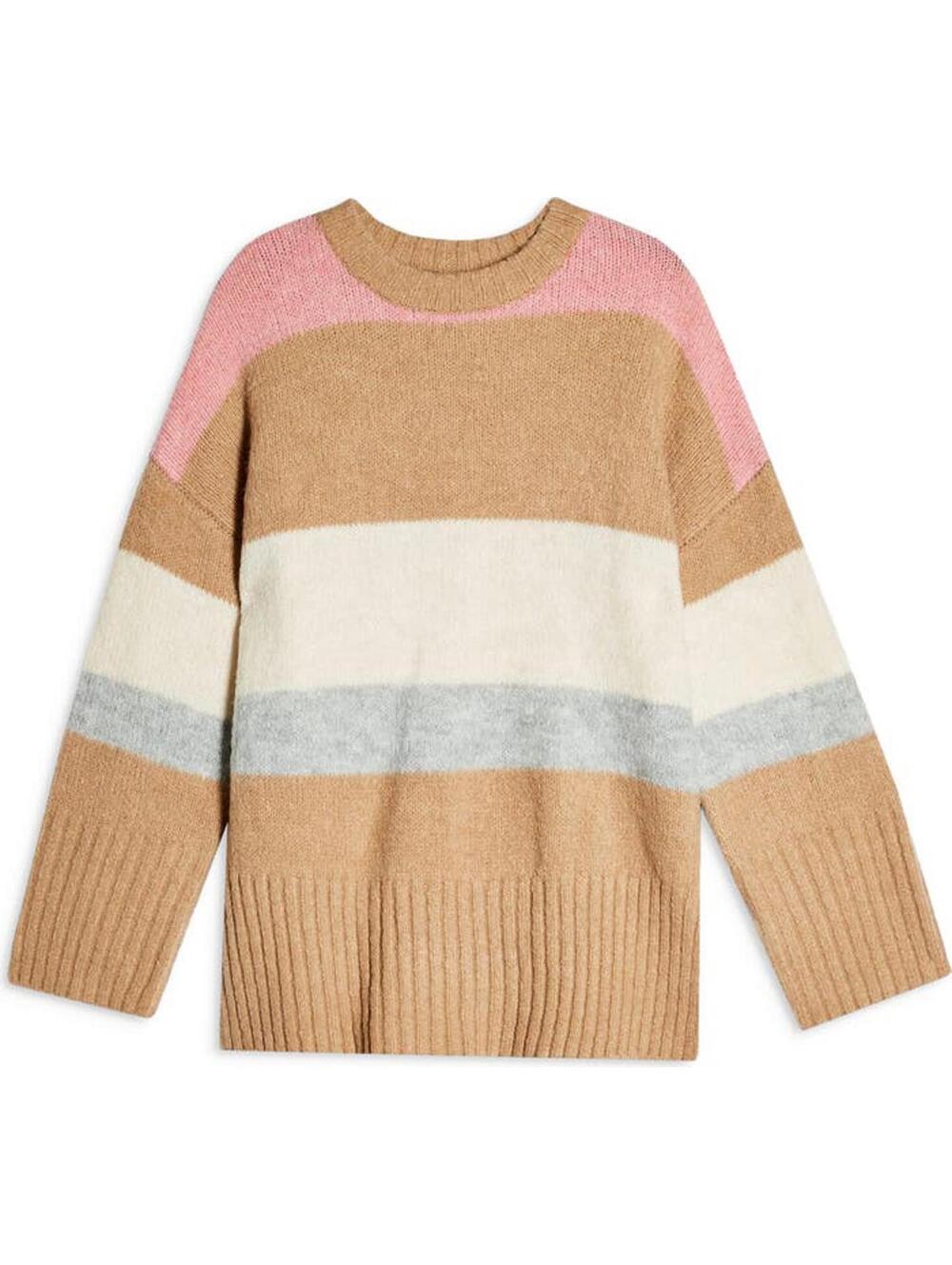 Topshop Supersoft Fuzzy Brushed Striped Sweater Oversized Cozy Knit Size 14 XL - Picture 1 of 9